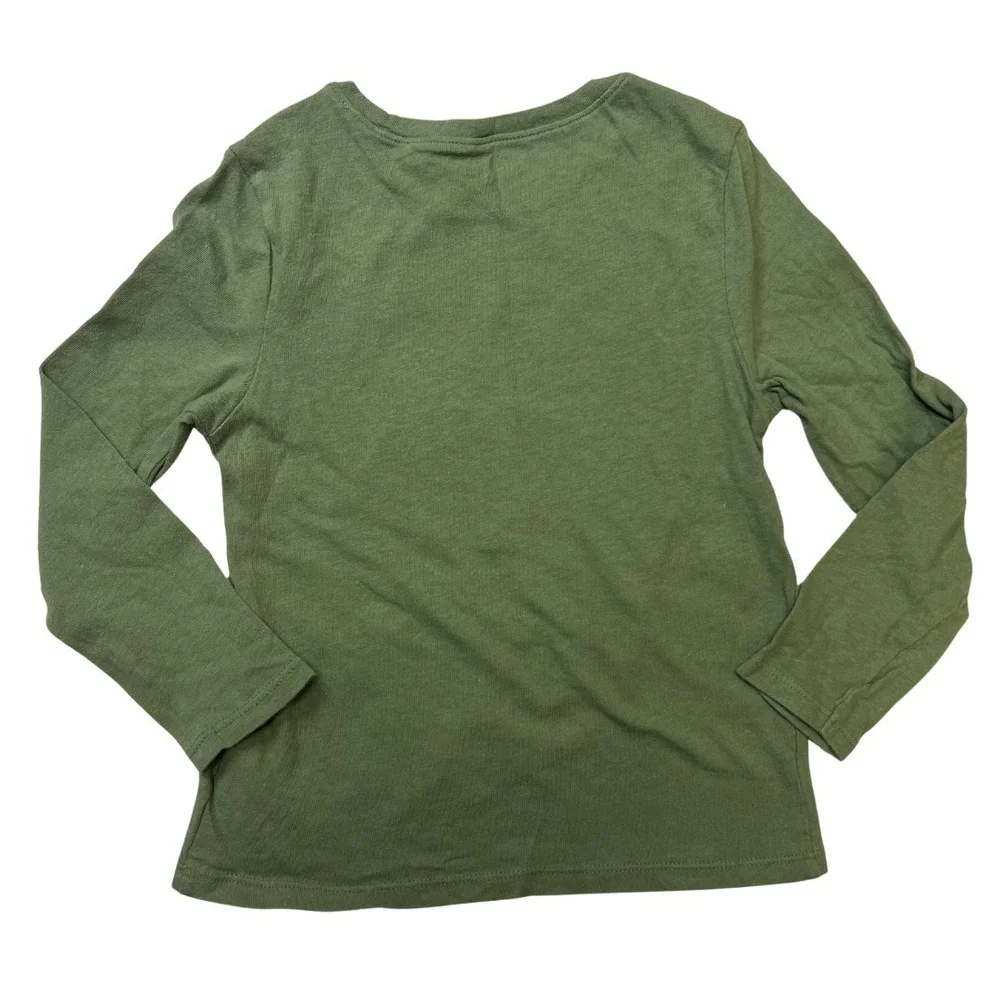 Old Navy Girls Long Sleeve‎ Tee 4T Rainbow Bird Graphic Olive Green Cotton